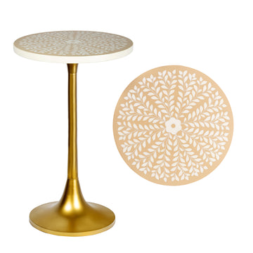 Nysha 25" Modern Bohemian Metal/Resin Inlay Top End Table